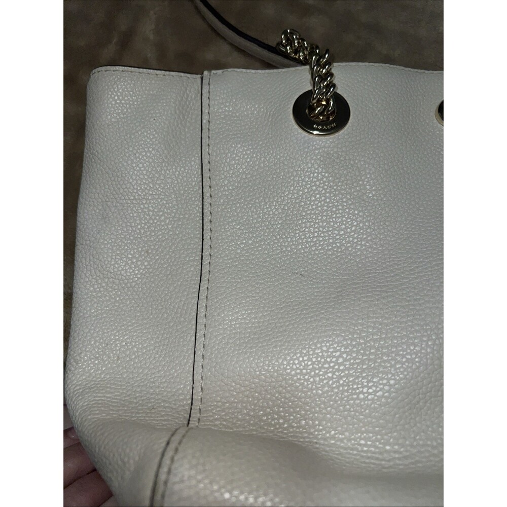 Coach Turnlock Chain Handle Cream Color Purse Tote 27 - Picture 13 of 15